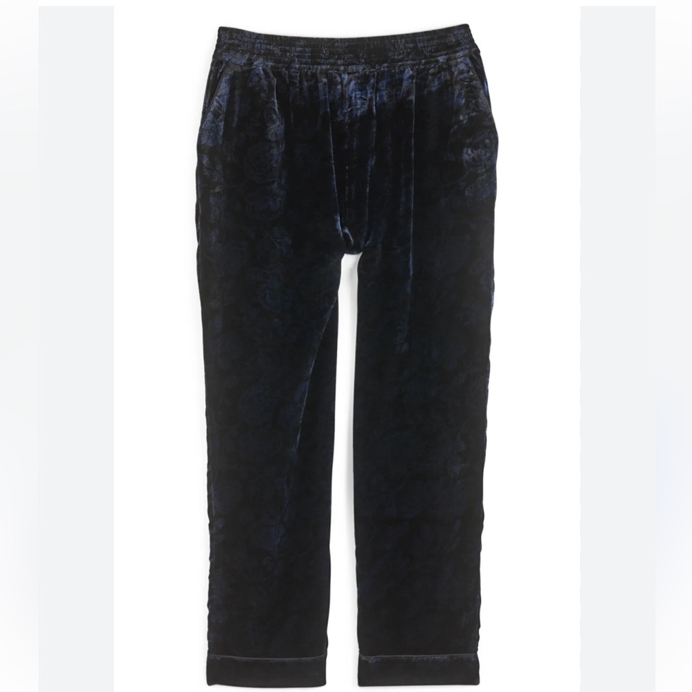 Velvet Pattern pull on pants black and navy